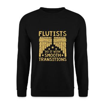 Pan Flute Player Pan Flutist Marching Band Music I - Unisex Sweatshirt - black - Front - Alina (178cm) & Michal (187cm)