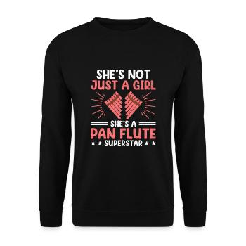 Pan Flute Player Pan Flutist Marching Band Music I - Unisex Sweatshirt - black - Front - Alina (178cm) & Michal (187cm)