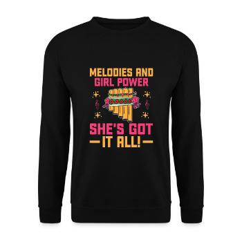 Pan Flute Player Pan Flutist Marching Band Music I - Unisex Sweatshirt - black - Front - Alina (178cm) & Michal (187cm)