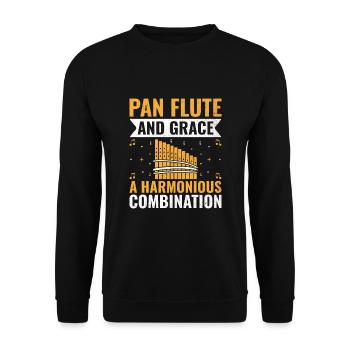 Pan Flute Player Pan Flutist Marching Band Music I - Unisex Sweatshirt - black - Front - Alina (178cm) & Michal (187cm)
