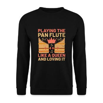 Pan Flute Player Pan Flutist Marching Band Music I - Unisex Sweatshirt - black - Front - Alina (178cm) & Michal (187cm)
