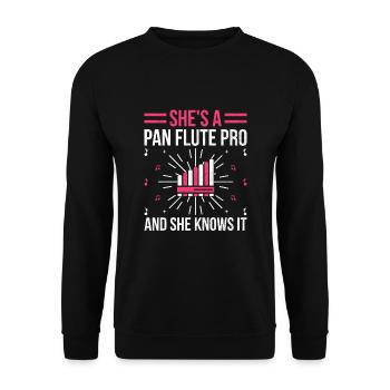 Pan Flute Player Pan Flutist Marching Band Music I - Unisex Sweatshirt - black - Front - Alina (178cm) & Michal (187cm)