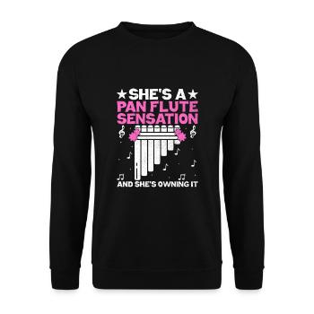 Pan Flute Player Pan Flutist Marching Band Music I - Unisex Sweatshirt - black - Front - Alina (178cm) & Michal (187cm)