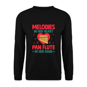 Pan Flute Player Pan Flutist Marching Band Music I - Unisex Sweatshirt - black - Front - Alina (178cm) & Michal (187cm)