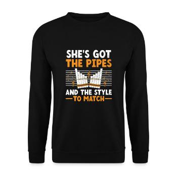 Pan Flute Player Pan Flutist Marching Band Music I - Unisex Sweatshirt - black - Front - Alina (178cm) & Michal (187cm)