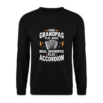Einige Opas spielen Bingo Echte Opas spielen Akkord - Unisex Pullover - Schwarz - Vorne - Alina (178cm) & Michal (187cm)