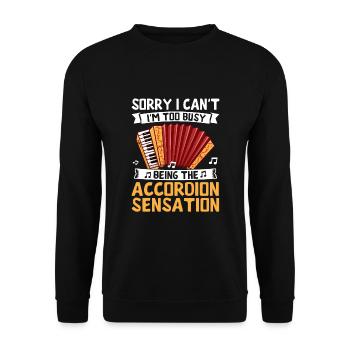 Tut mir leid, ich kann nicht, ich bin zu sehr damit beschäftigt, der Akkordeon-Sen zu sein - Unisex Pullover - Schwarz - Vorne - Alina (178cm) & Michal (187cm)
