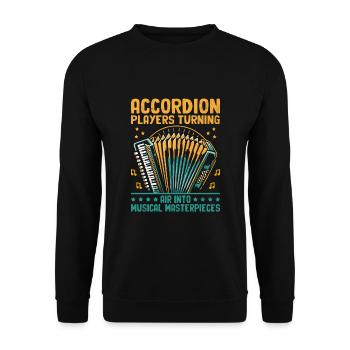 Akkordeonspieler verwandeln Luft in musikalisches Meisterwerk - Unisex Pullover - Schwarz - Vorne - Alina (178cm) & Michal (187cm)