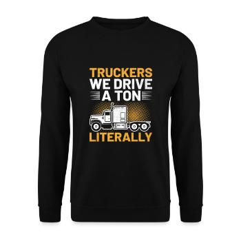Trucker Fahren Papa Trucker Vater LKW-Fahrer - Unisex Pullover - Schwarz - Vorne - Alina (178cm) & Michal (187cm)