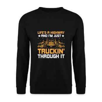 Trucker Fahren Papa Trucker Vater LKW-Fahrer - Unisex Pullover - Schwarz - Vorne - Alina (178cm) & Michal (187cm)