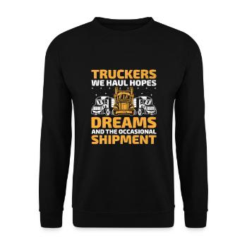 Trucker Fahren Papa Trucker Vater LKW-Fahrer - Unisex Pullover - Schwarz - Vorne - Alina (178cm) & Michal (187cm)