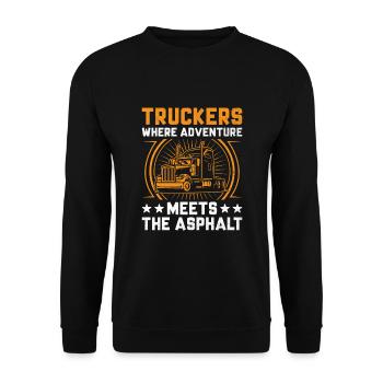 Trucker Fahren Papa Trucker Vater LKW-Fahrer - Unisex Pullover - Schwarz - Vorne - Alina (178cm) & Michal (187cm)