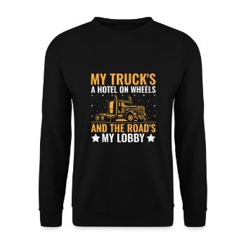 Trucker Fahren Papa Trucker Vater LKW-Fahrer - Unisex Pullover - Schwarz - Vorne - Alina (178cm) & Michal (187cm)