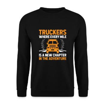 Trucker Fahren Papa Trucker Vater LKW-Fahrer - Unisex Pullover - Schwarz - Vorne - Alina (178cm) & Michal (187cm)