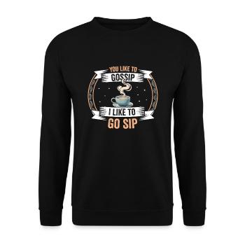 Du Klatschst Ich Schlürfe Kaffeezeit - Unisex Pullover - Schwarz - Vorne - Alina (178cm) & Michal (187cm)