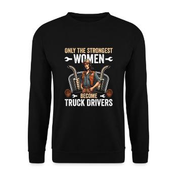 Strong women become truck drivers - Unisex Sweatshirt - black - Front - Alina (178cm) & Michal (187cm)