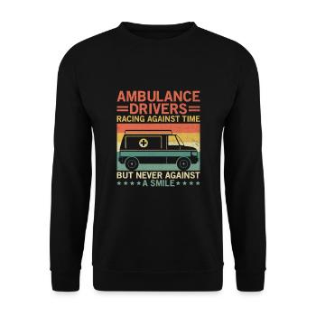 Les ambulanciers se lancent dans une course contre la montre EMS Paramedi - Sweat-shirt Unisexe - noir - Devant - Alina (178cm) & Michal (187cm)
