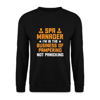 Gestionnaire de SPA Emploi Bien-être Drôle Gestion de SPA Sayi - Sweat-shirt Unisexe - noir - Devant - Alina (178cm) & Michal (187cm)