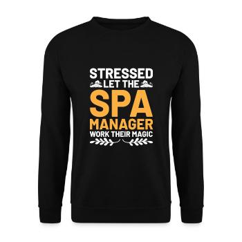 Gestionnaire de SPA Emploi Bien-être Drôle Gestion de SPA Sayi - Sweat-shirt Unisexe - noir - Devant - Alina (178cm) & Michal (187cm)