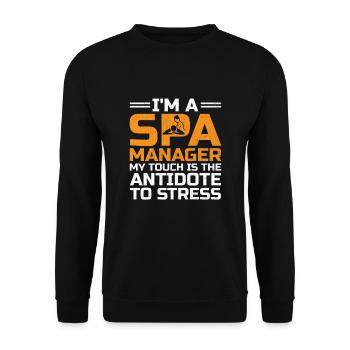 SPA Manager Job Wellness Lustig SPA Management Sayi - Unisex Pullover - Schwarz - Vorne - Alina (178cm) & Michal (187cm)