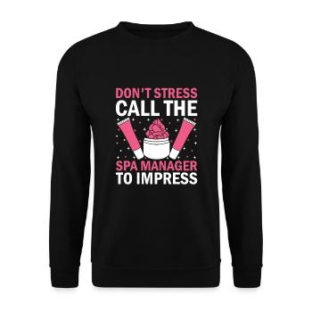 Gestionnaire de SPA Emploi Bien-être Drôle Gestion de SPA Sayi - Sweat-shirt Unisexe - noir - Devant - Alina (178cm) & Michal (187cm)