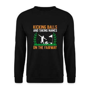 Footgolf Player Foot Golf Playing Footgolfers Foot - Unisex Sweatshirt - black - Front - Alina (178cm) & Michal (187cm)