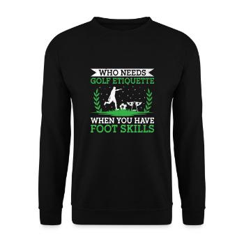 Footgolf Player Foot Golf Footgolfers Foot spielen - Unisex Pullover - Schwarz - Vorne - Alina (178cm) & Michal (187cm)