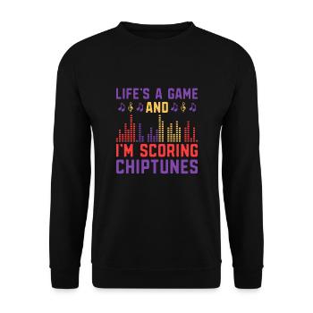 Chiptune Music Lover Groove zu den Bleeps und Bloo - Unisex Pullover - Schwarz - Vorne - Alina (178cm) & Michal (187cm)
