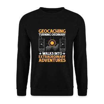 Geocaching Geocache Funny Geocacher Geocacher Sayi - Unisex Sweatshirt - black - Front - Alina (178cm) & Michal (187cm)