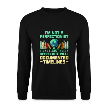 Geschichtslehrer Lustige Geschichtslehrer Sprüche - Unisex Pullover - Schwarz - Vorne - Alina (178cm) & Michal (187cm)