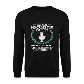 Geschichtslehrer Lustige Geschichtslehrer Sprüche - Unisex Pullover - Schwarz - Vorne - Alina (178cm) & Michal (187cm)