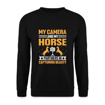 Horse Photography Horseback Riding Horses Hobby Ph - Unisex Sweatshirt - black - Front - Alina (178cm) & Michal (187cm)