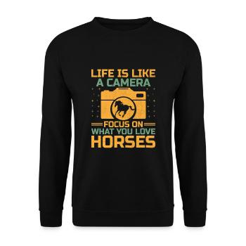 Pferdefotografie Reiten Pferde Hobby Ph - Unisex Pullover - Schwarz - Vorne - Alina (178cm) & Michal (187cm)