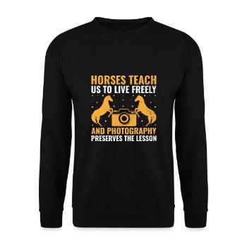 Horse Photography Horseback Riding Horses Hobby Ph - Unisex Sweatshirt - black - Front - Alina (178cm) & Michal (187cm)