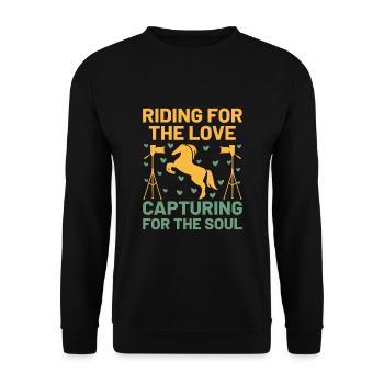 Pferdefotografie Reiten Pferde Hobby Ph - Unisex Pullover - Schwarz - Vorne - Alina (178cm) & Michal (187cm)