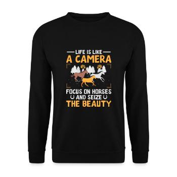 Pferdefotografie Reiten Pferde Hobby Ph - Unisex Pullover - Schwarz - Vorne - Alina (178cm) & Michal (187cm)