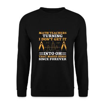 Professeur de mathématiques Professeur d’école Professeur de mathématiques drôle S - Sweat-shirt Unisexe - noir - Devant - Alina (178cm) & Michal (187cm)
