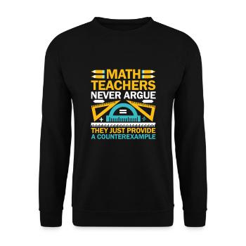 Professeur de mathématiques Professeur d’école Professeur de mathématiques drôle S - Sweat-shirt Unisexe - noir - Devant - Alina (178cm) & Michal (187cm)