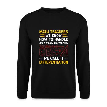 Professeur de mathématiques Professeur d’école Professeur de mathématiques drôle S - Sweat-shirt Unisexe - noir - Devant - Alina (178cm) & Michal (187cm)