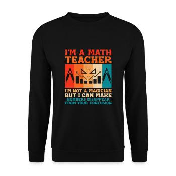 Professeur de mathématiques Professeur d’école Professeur de mathématiques drôle S - Sweat-shirt Unisexe - noir - Devant - Alina (178cm) & Michal (187cm)