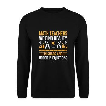 Professeur de mathématiques Professeur d’école Professeur de mathématiques drôle S - Sweat-shirt Unisexe - noir - Devant - Alina (178cm) & Michal (187cm)