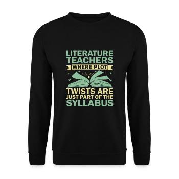 Literature Teacher School Teacher Funny Teachers S - Unisex Sweatshirt - black - Front - Alina (178cm) & Michal (187cm)