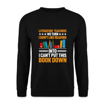 Literature Teacher School Teacher Funny Teachers S - Unisex Sweatshirt - black - Front - Alina (178cm) & Michal (187cm)