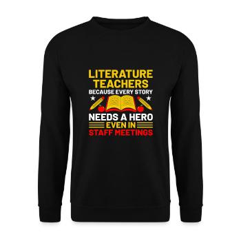 Literature Teacher School Teacher Funny Teachers S - Unisex Sweatshirt - black - Front - Alina (178cm) & Michal (187cm)