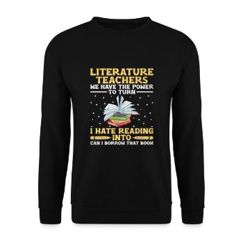 Literature Teacher School Teacher Funny Teachers S - Unisex Sweatshirt - black - Front - Alina (178cm) & Michal (187cm)
