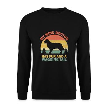 My Mind Doctor Hat Fell Und Einen Wedelnden Schwanz Golden R - Unisex Pullover - Schwarz - Vorne - Alina (178cm) & Michal (187cm)