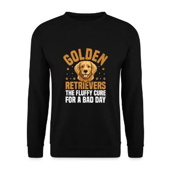 Golden Retriever Das Flauschige Heilmittel Für Einen Schlechten Tag GR - Unisex Pullover - Schwarz - Vorne - Alina (178cm) & Michal (187cm)