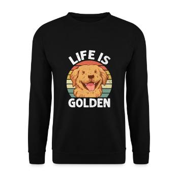Das Leben ist Golden Retriever GR Hund Retriever - Unisex Pullover - Schwarz - Vorne - Alina (178cm) & Michal (187cm)
