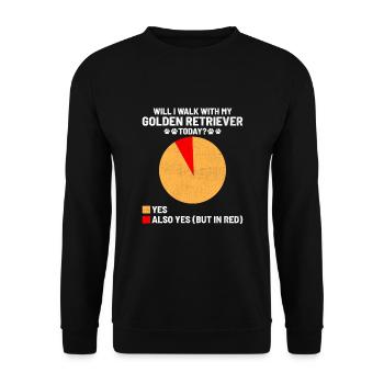 Werde ich heute mit meinem Golden Retriever GR Hund spazieren gehen? - Unisex Pullover - Schwarz - Vorne - Alina (178cm) & Michal (187cm)