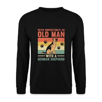 Ne sous-estimez jamais un vieil homme avec un berger allemand - Sweat-shirt Unisexe - noir - Devant - Alina (178cm) & Michal (187cm)